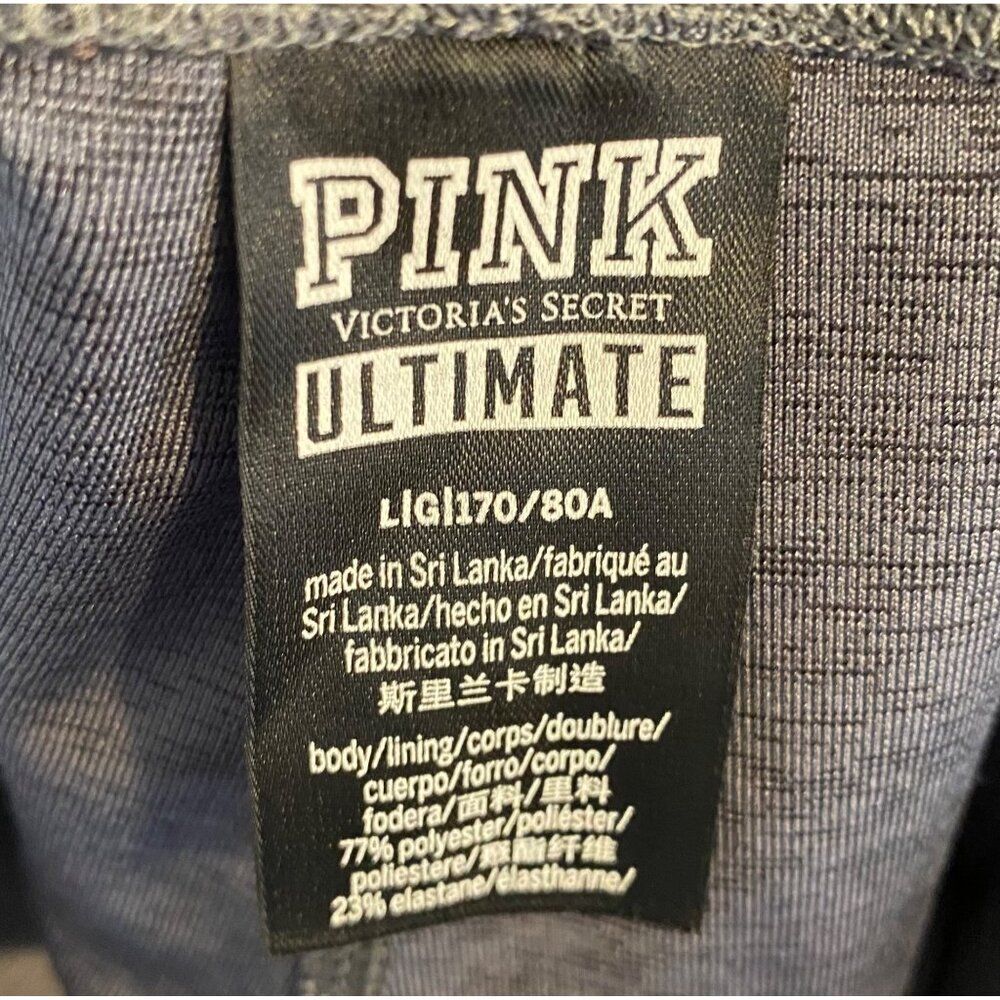 Victorias Secret Pink Ultimate Leggings Women L Gray Mesh Detail Gym Yoga Lounge - Picture 3 of 16